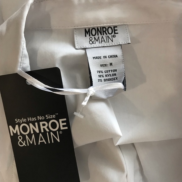 Monroe & Main White Button Down Front Tie Shirt - Picture 5 of 5